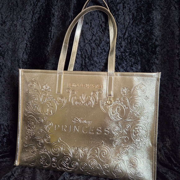 Disney Handbags - Disney Princess Bath & Body Works Gold Tote Bag Metallic Large Shopper